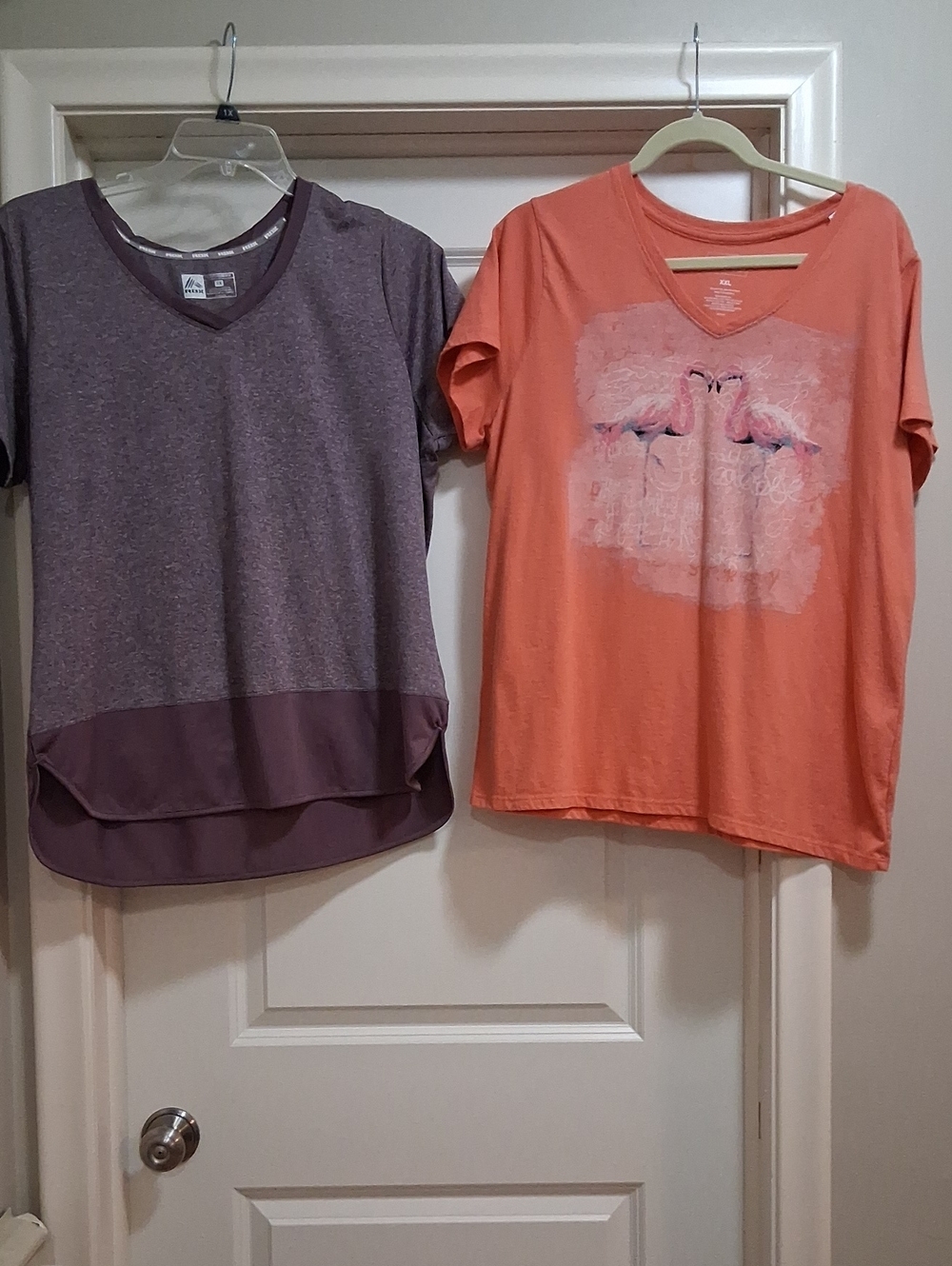 Girls' Coral Flamingo V-Neck Tee - Casual Short Sleeve